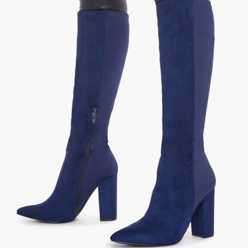 JustFab Arlette Block Heeled Boot | Nice Blue | 7.5
